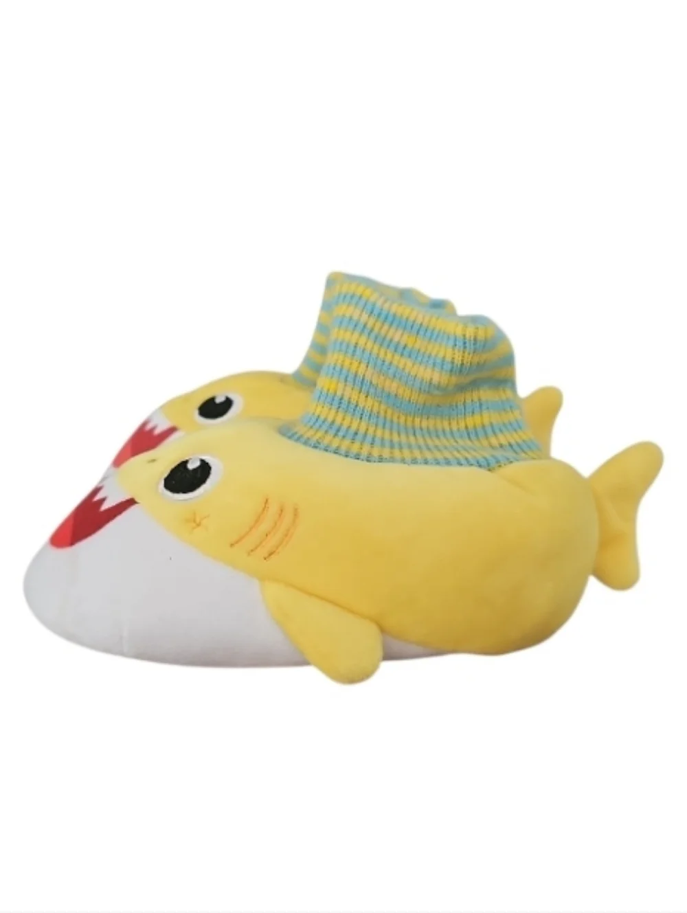 Baby Shark Yellow Slippers Kids 5/6 Plush Shark Slip On House Shoes Cute Cozy